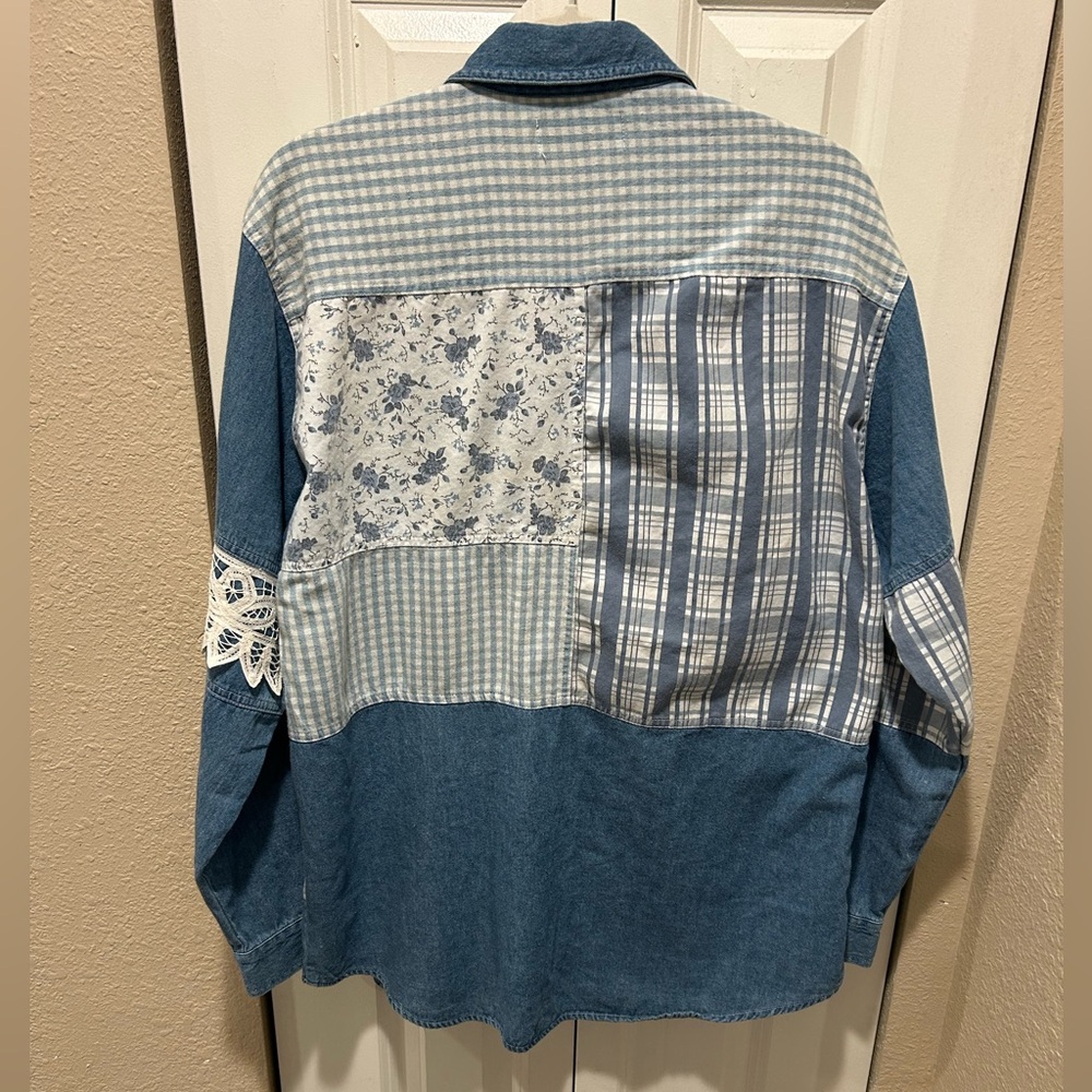 C.Junction Vintage Patchwork Cottagecore Lace Blu… - image 3